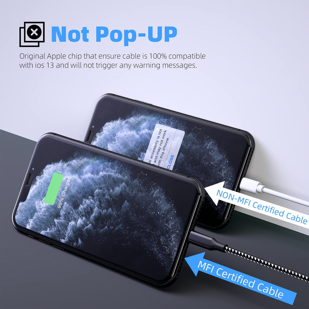 iPhone Charger Fast Charging Cord 3 Pack 10 FT Apple MFi Certified Lightning Cable Nylon Braided iPhone Charger Cord Compatible with iPhone 13 12 11 Pro Max XR XS X 8 7 6 Plus SE iPad and More