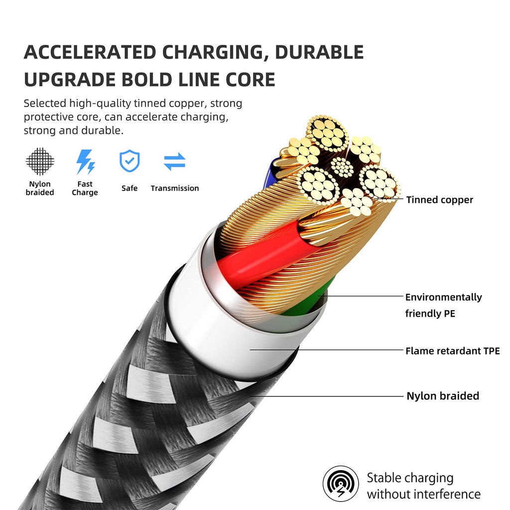 iPhone Charger Fast Charging Cord 3 Pack 10 FT Apple MFi Certified Lightning Cable Nylon Braided iPhone Charger Cord Compatible with iPhone 13 12 11 Pro Max XR XS X 8 7 6 Plus SE iPad and More