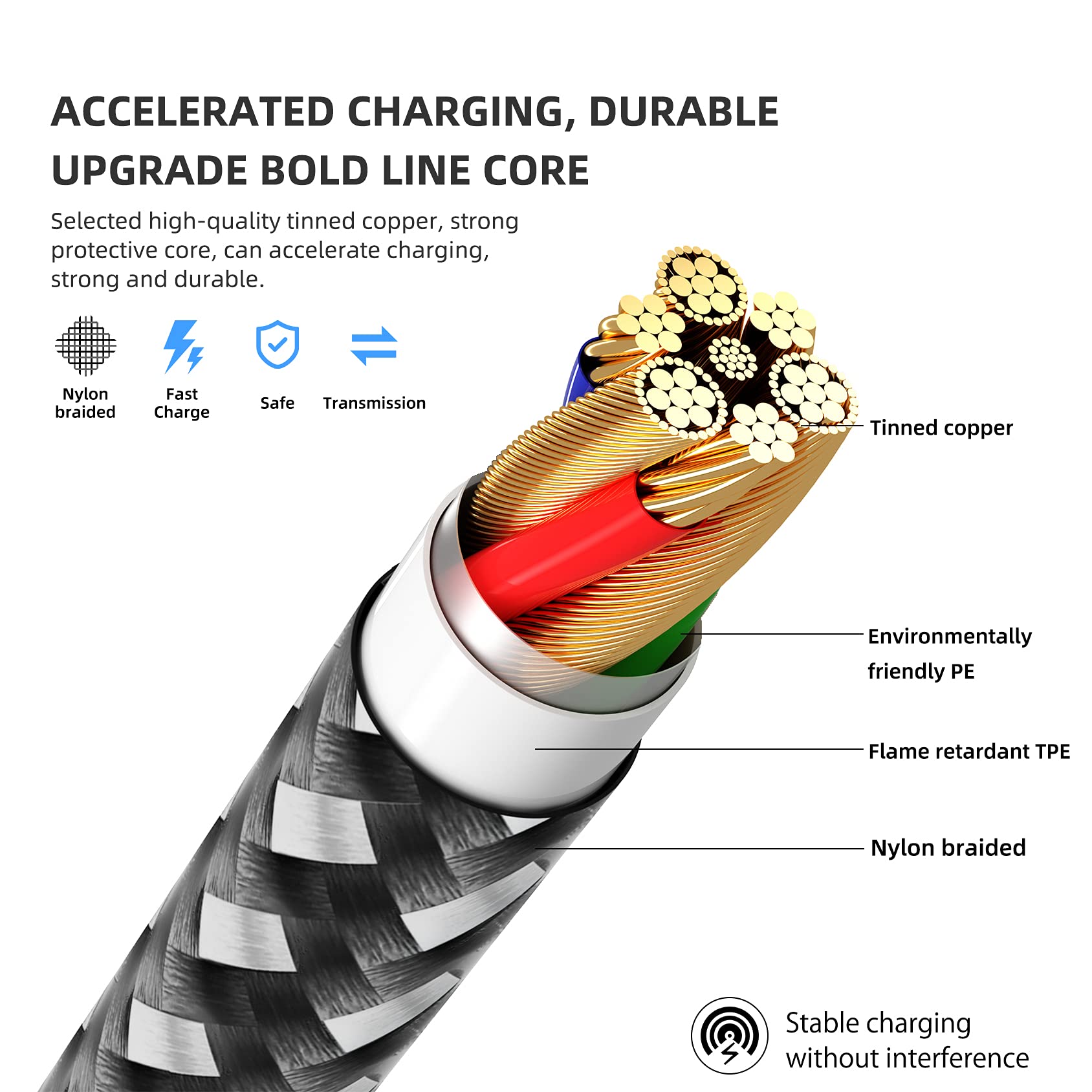 iPhone Charger Fast Charging Cord 3 Pack 10 FT Apple MFi Certified Lightning Cable Nylon Braided iPhone Charger Cord Compatible with iPhone 13 12 11 Pro Max XR XS X 8 7 6 Plus SE iPad and More