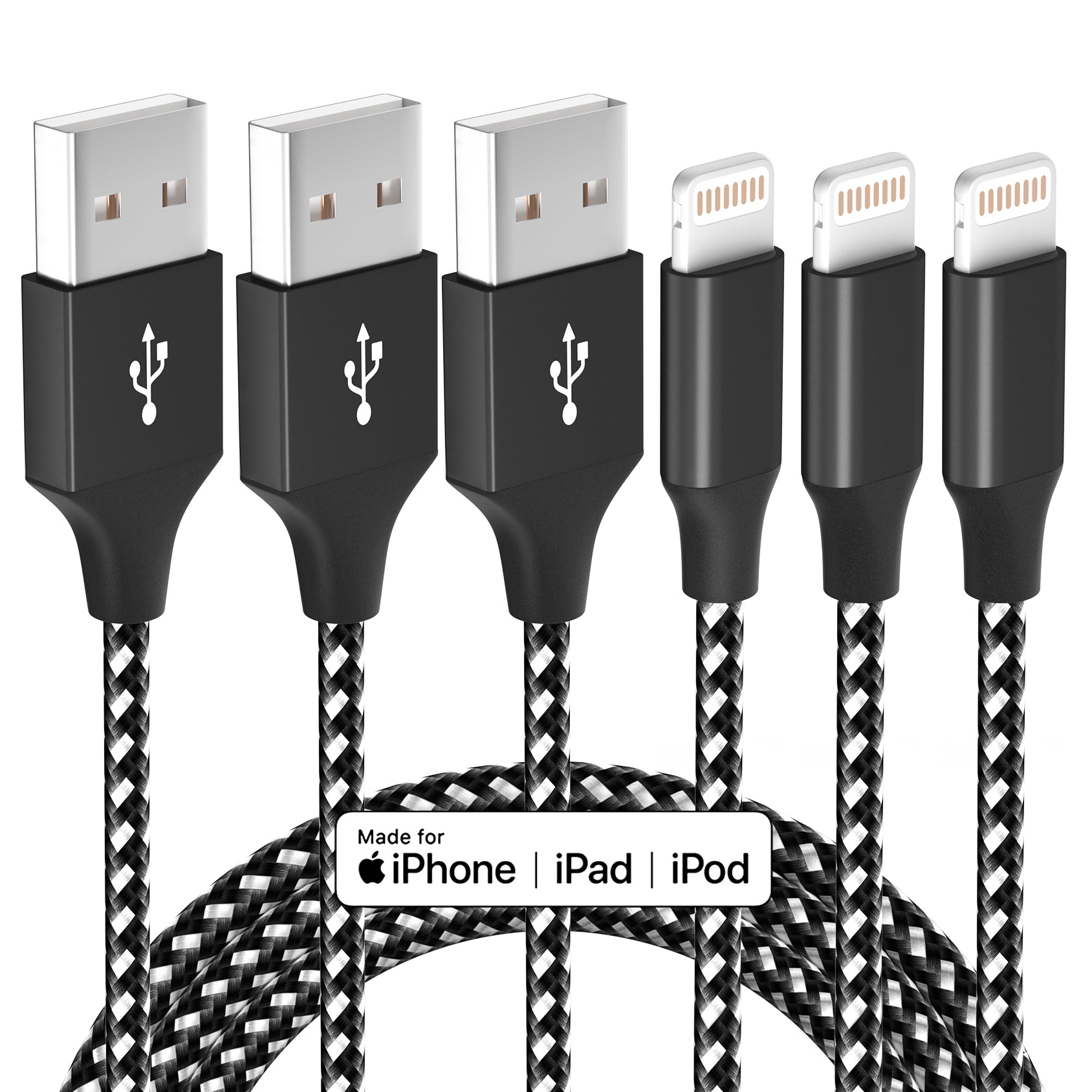 iPhone Charger Fast Charging Cord 3 Pack 10 FT Apple MFi Certified Lightning Cable Nylon Braided iPhone Charger Cord Compatible with iPhone 13 12 11 Pro Max XR XS X 8 7 6 Plus SE iPad and More